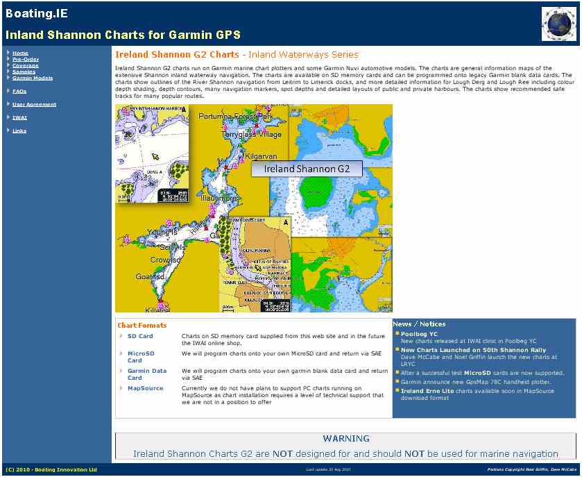 New Website Irland Shannon Chart; click to "Website Boating IE" Webseite Boating IE; copyright © www.boating.ie