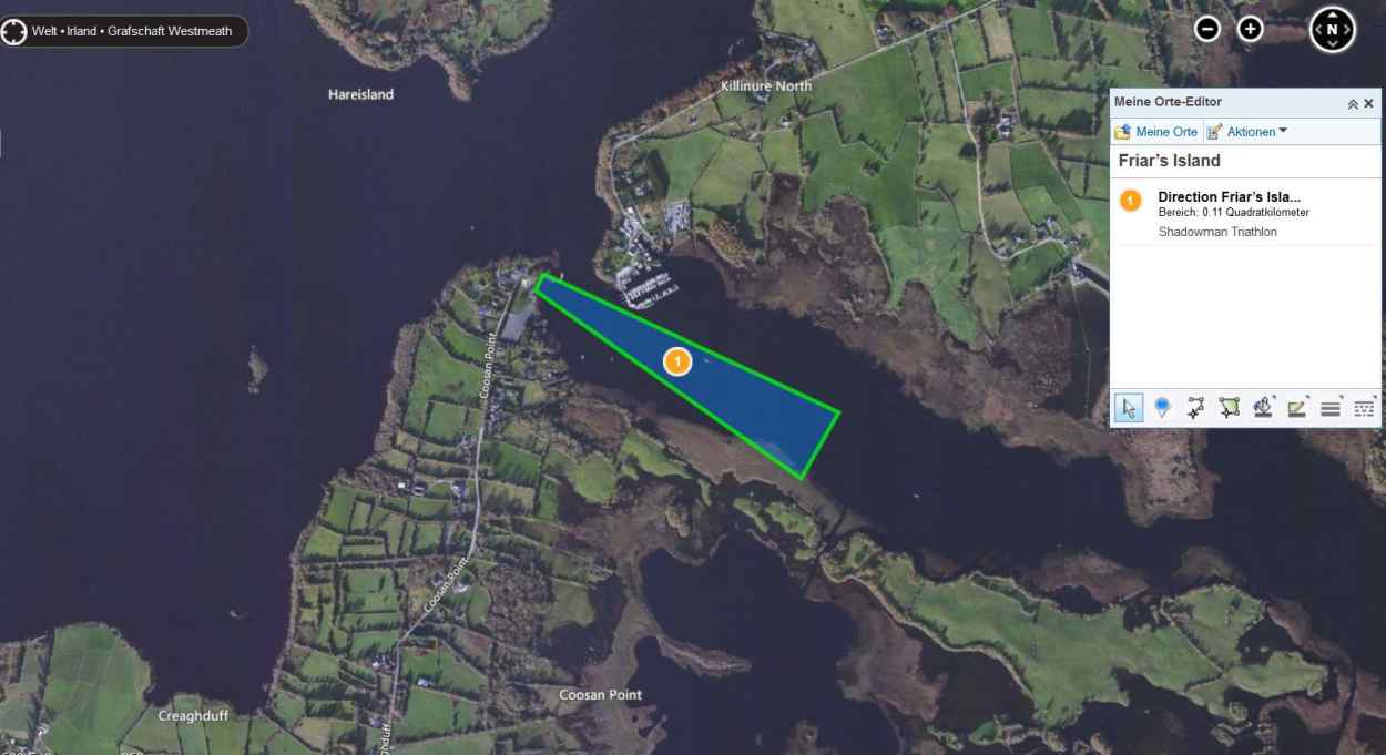    Coosan Point and Killinure Lough Aquathon Event Wed 2 July; © click to Bing Map