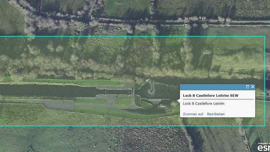 SEW Lock 8 Castlefore Leitrim; powered by Esri; click to "ArcGis Explorer"