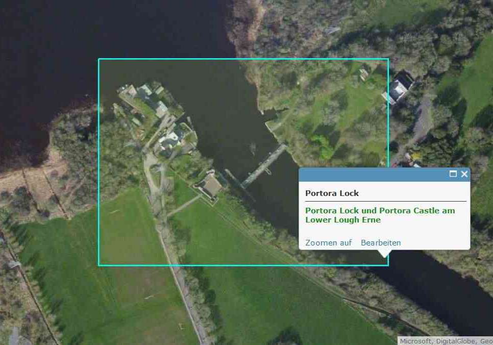 LLE-Portora Lock; © esri click to Prtora-Lock-Map esri"