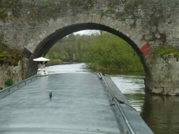 Marker on left Arch at Goresbridge