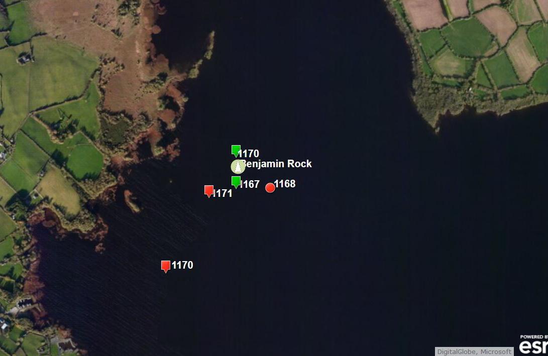 Marker Lough Derg Benjaminrock; © esri; click picture to esrimap "Markers near Benjaminrock"