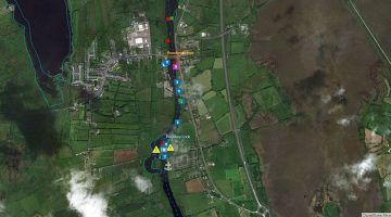 Rooskey Bridge & Lock; © esri; click to Shannon Map Rooskey