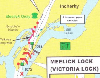 Meelick, Installation of two temporary green navigation markers