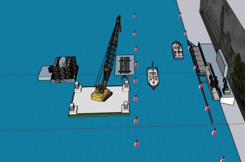 Phase 2 Temp Supports and Centre Pier in Position; © WI