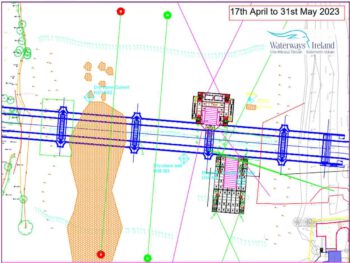 Navigation channel and barge / pontoon locations – 17 April to 31 May 2023.